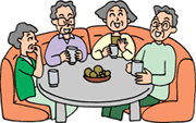 ご年配の男女4名がテーブルを囲み楽しそうにしている画像